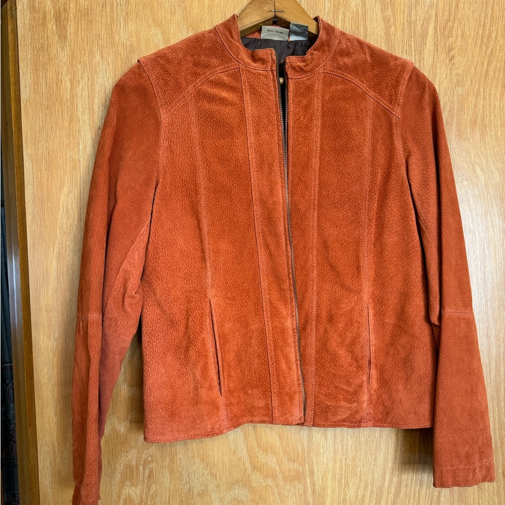 Ruff Hewn Orange Leather Jacket Size Small